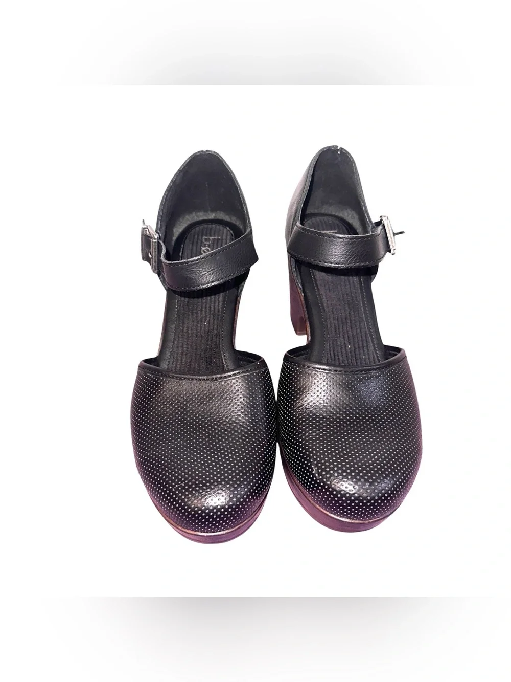 Women’s b.o.c. Size 9 Black Mary Jane Platform Heels with 3” Wood-Tone Heels